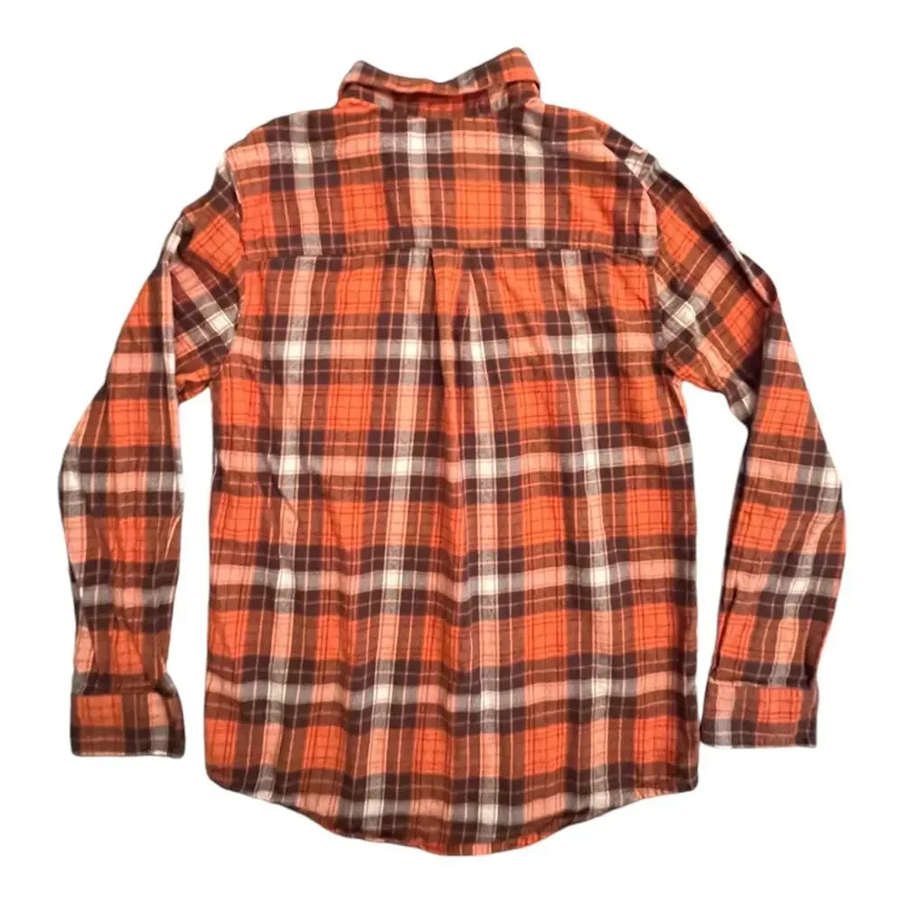 Gymboree VGUC Orange Tartan Flannel with Professor Patches. Size 12